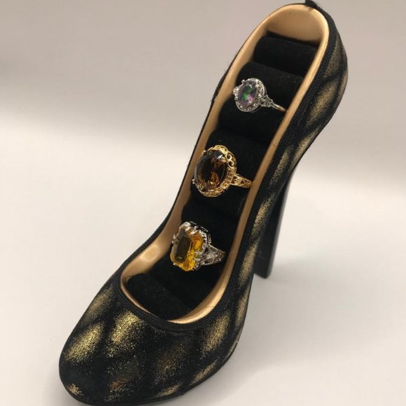 Set of 3 Silver & Gold-Tone with Faceted Gems Rings - Picture 3 of 12